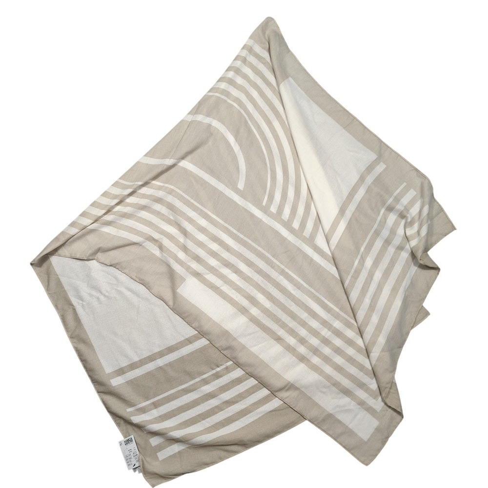 H&M Scarf Womens OS Geometric Arch Stripe Lightweight Beige White NEW